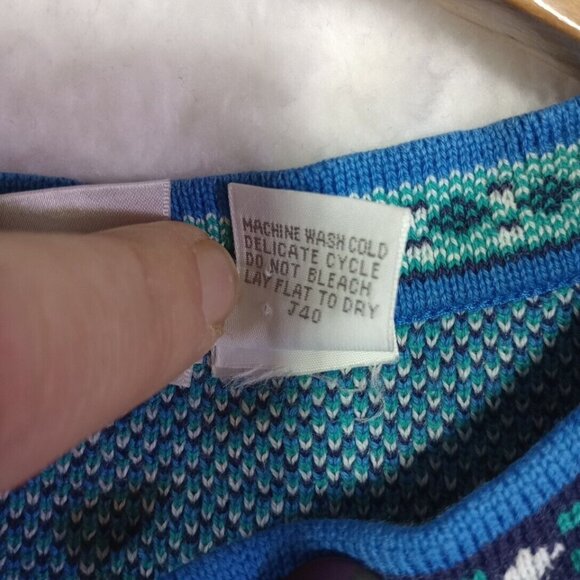 Vintage First Issue Womens L Button Up Sweater Cardigan Aztec Southwest Cotton - Picture 9 of 16